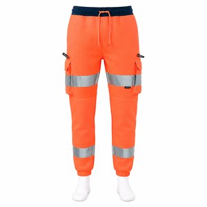 Custom Fluorescent Orange Silver Reflective Cargo Jogger <b>Pants</b> Men Multi Pocket High Visibility Workwear Private Label Clothing - Product Image 1