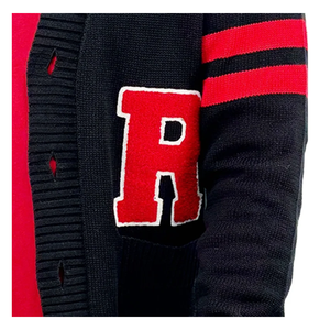 Cardigans en tricot noir, ajoutez vos logos et rayures personnalisés, manches longues, pulls unisexes pour sororités et fraternités, vêtements d'hiver - Product Image 5