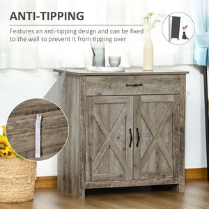 Credenza Stile Fattoria da 32 Pollici in Grigio Anticato, Mobile Buffet con Ante Scorrevoli in Metallo, Bar per Caffè per Cucina, Soggiorno o Ingresso - Product Image 6