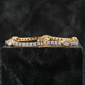 Luxury 14K <b>Solid</b> Gold Lab Grown Diamond Cuban Hip Hop <b>Bracelet</b> IGI Certified Brilliant Cut White Diamonds Unisex Everyday Wear - Product Image 1