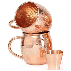Mug à bière au gingembre Moscow Mule en cuivre pur, fabriqué à la main, avec poignée en laiton (520 ml), VPARA Vintage-to-Vogue - Product Image 1