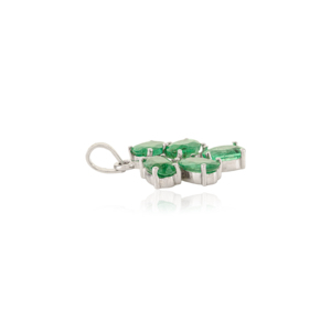 Pendentif ovale en émeraude naturelle avec motif feuille, design minimaliste de luxe, en argent 925, bijoux fins - Product Image 5