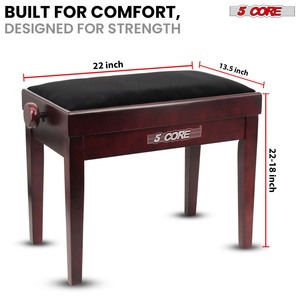 Banc de piano réglable à 5 niveaux, épaisseur 3,25 po, tabouret de clavier en bois massif, chaise de musicien robuste - Product Image 3