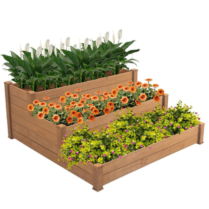 Sustainable Fir Wood Raised <b>Garden</b> Bed Kit Modular <b>Planter</b> Box For Deep Root <b>Vegetables</b> Outdoor Backyard Landscaping Farming - Product Image 5
