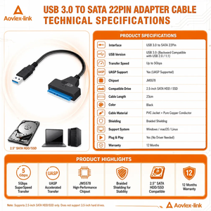 <span class=keywords><strong>Cable</strong></span> Adaptador <span class=keywords><strong>USB</strong></span> 3.0 <span class=keywords><strong>a</strong></span> SATA <span class=keywords><strong>de</strong></span> 22 Pines para Discos Duros SATA <span class=keywords><strong>de</strong></span> 2.5 Pulgadas, Adaptador <span class=keywords><strong>de</strong></span> <span class=keywords><strong>Disco</strong></span> <span class=keywords><strong>Duro</strong></span> <span class=keywords><strong>Externo</strong></span>, <span class=keywords><strong>Cable</strong></span> <span class=keywords><strong>USB</strong></span> 3.0 <span class=keywords><strong>a</strong></span> SATA - Product Image 3