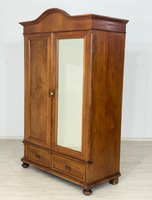 Armoire contemporaine en bois de manguier massif faite à la main avec portes coulissantes, 4 étagères et 4 tiroirs - Meuble de rangement pour chambre à coucher