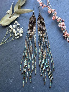 Pendientes de cuentas, pendientes de turquesa, pendientes de cuentas con flecos, pendientes bohemios, pendientes familiares, regalos para ella, moda para fiestas - Product Image 6