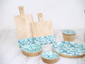 Handmade Kitchenware-Wooden Serving Bowl with Modern Starfish Design Eco-Friendly <b>Oven</b> Safe Nut Bowl Dip Bowl Spreader - Product Image 3