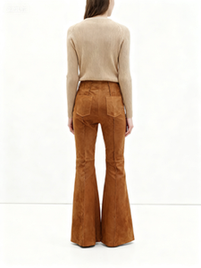 กางเกงหนังกลับผู้หญิงเอวกลาง ระบายอากาศได้ดี สไตล์สตรีทแวร์ สำหรับฤดูหนาว |   บริการ OEM/ODM - Product Image 2