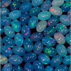 794 pièces d'opale bleue naturelle éthiopienne, cabochons ovales 6x4mm, lot de 254 carats, Iroc Sales, pierres précieuses en vrac pour la création de bijoux - Product Image 1