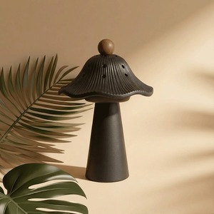 Brûleur à encens vintage en métal en forme de champignon avec couvercle, porte-encens arabe pour Oud, pour décoration de bureau et cadeaux, Or, Argent, Noir, Cendres - Product Image 4