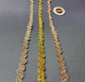 Ribete Metálico Vintage Elegante de Alta Calidad, Ribetes Plateados y Dorados Solubles en Agua, Adornos para Prendas de Vestir, Poliéster/Algodón Dorado, Duradero - Product Image 1