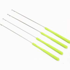 Light Green Handle Steel Hair Extension Loop <b>Threader</b> Latch Hook Micro Ring Link Pulling <b>Needle</b> Set Bulk Salon Equipment - Product Image 1