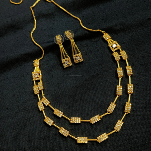 Ensemble de bijoux de mariée en diamant américain classique Collier et boucles d'oreilles en deux pièces pour mariage Style classique à la mode - Product Image 1