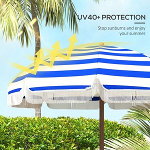 Ombrellone da Spiaggia con Volant Ventilati Color Azzurro, Borsa per il Trasporto, Protezione Solare alla Moda - Product Image 4