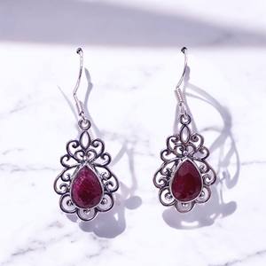 Pendientes de plata con gemas naturales variadas al por mayor, pendientes de plata estampada 925 y joyería de plata de diseño magnífico - Product Image 4
