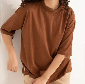 Nueva Camiseta de Alta Calidad para Mujer, 100% Algodón, Ecológica, Transpirable, Cuello Redondo, Manga Corta, Lisa, Personalizable con Logotipo, OEM - Product Image 5