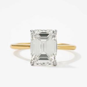 แหวนเพชรเม็ดเดี่ยวทรงเหลี่ยมมรกต 3.50 กะรัต ทองคำขาว 14K ประดับเพชร VS2 คุณภาพสูง แหวนหมั้นทองคำขาวสำหรับผู้หญิง - Product Image 1