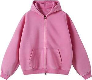 Sudadera con capucha para hombre, 100% algodón, lavado ácido, con cremallera completa, forro polar piqué grueso, estilo vintage, marca personalizada - Product Image 4