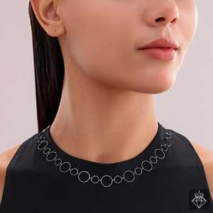 Collar con colgante de moda PRAO Diseño redondo hueco brillante - Product Image 3