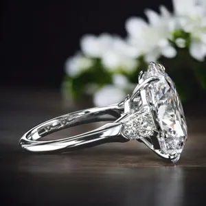 Moissanite Engagement <b>Ring</b> <b>925</b> Sterling <b>Silver</b> Gold Plated Princess Cut Vintage Luxury Wedding <b>Ring</b> - Product Image 6