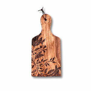Planche à découper rectangulaire en bois charmante, avec une poignée décorative géométrique vert clair éclatant, disponible à prix de gros. - Product Image 3