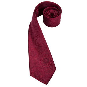 ชุดเนคไทของขวัญสำหรับผู้ชาย Hi-Tie สีแดงไวน์เบอร์กันดี ลายเพสลีย์ ผ้าไหม สำหรับงานแต่งงาน ดีไซน์ทันสมัย คุณภาพสูง พร้อมผ้าเช็ดหน้า - Product Image 3