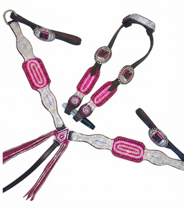 Collarín y Pechopetral de Cuero con Cristales de Imitación para Caballo Estilo Western, Hecho a Mano, Tallas Personalizadas, Varios Colores A.T INTERNATONAL - Product Image 2