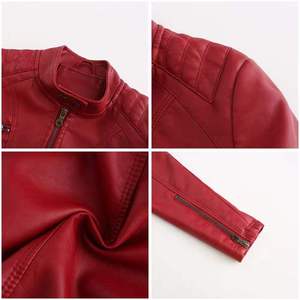 Veste en cuir classique minimaliste pour femmes, veste en cuir polyvalente pour femmes, veste d'extérieur tendance pour femmes - Product Image 2