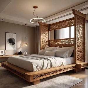 Cadre de lit en bois moderne avec structure renforcée, design spacieux, idéal pour les meubles de chambre à coucher résidentiels - Product Image 3