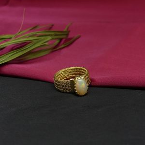 Wedding Wear 925 Sterling Silver <b>Gold</b> Plated Jewelry <b>Opal</b> Gemstone Women Wear Classic <b>Ring</b> - Product Image 6