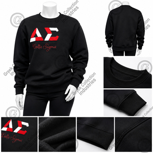 Custom Red and White Delta Chenille Patch Sorority DST <b>Pullover</b> black Sweatshirts <b>Jumper</b> 100% cotton fleece women's hoodies - Product Image 4