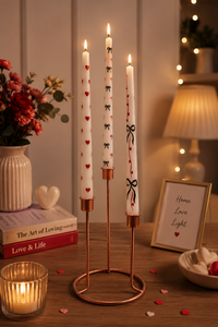 Luxury Handcrafted Decorative <b>Dinner</b> <b>Candle</b> Set for Home Decor Copper Taper <b>Candle</b> Holder Set of 3 with Valentine Design for Hom - Product Image 3