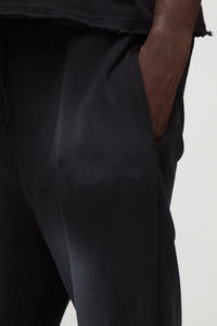 Pantalon de survêtement noir pour homme, taille élastique, logo de marque imprimé par transfert thermique sur la jambe droite, style décontracté pour l'automne - Product Image 2