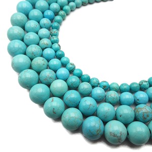 Chaîne de perles rondes lisses bleu turquoise 8 mm 15,5 pouces - Product Image 1