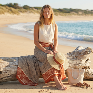 Cotton Beach Sarong for Women Indian Hand Block Print Pareo Scarf Bohemian Cotton Sarong Pareo Indian Handmade Beach Cover Up - Product Image 6