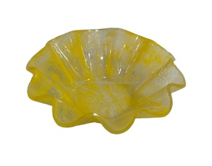 ชามสลัด จานผลไม้ ถาดเสิร์ฟ แก้วโบโรซิลิเกตทรงสี่เหลี่ยมสีเหลืองอำพัน สำหรับใส่ซอสจิ้มหรืออาหารในงานปาร์ตี้ - Product Image 1