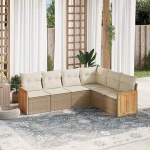 Grand ensemble de canapés de jardin en rotin PE beige avec structure en acier thermolaqué – Mobilier d'extérieur haut de gamme - Product Image 1