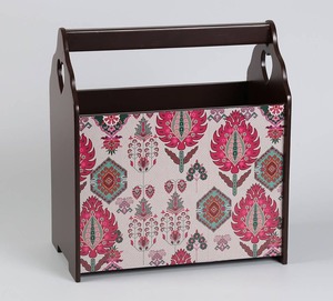 wooden Desk Organizer Durable Office Desk Wooden <b>Magazine</b> Storage <b>Box</b> With Pink Floral Pattern Rectangle Shape For Living Room - Product Image 6