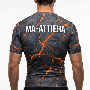 <b>Men</b> Long Sleeve Compression Shirt Black Lava Print Gym Fitness Running Sportswear Performance Athletic <b>Base</b> <b>Layer</b> - Product Image 2