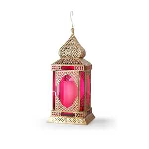 Antique Brass Moroccan <b>Lantern</b> Arch Cutout Frame Clear Glass Panel Hanging Candle Holder Tabletop <b>Hurricane</b> Lamp Light - Product Image 3