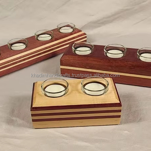 Support de lampe en T en bois fait main avec design sculpté rustique, support de bougie chauffe-plat décoratif pour la décoration de la maison et du salon - Product Image 1