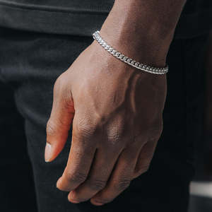 Classic White Gold Cuban Link <b>Bracelet</b> | Polished Cuban Chain <b>Bracelet</b> for <b>Men</b> & Women - Product Image 3