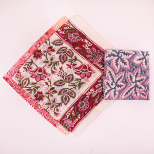 Bandana en coton imprimé à la main, multi-usages, style tendance, motifs floraux dégradés, écharpe de voyage 21x21 pouces - Product Image 2