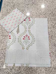 Hand Block Printed Cotton Bed <b>Linen</b> <b>Set</b> with Bedsheet and Pillowcases, Indian Artisan Floral Home Textile Wholesale Bulk Supply - Product Image 3