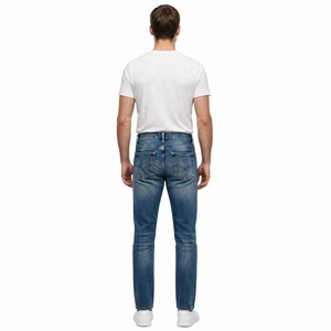Jean en denim droit taille mi-haute pour homme, coupe régulière, en coton délavé, décontracté, écologique, respirant, séchage rapide, été BD - Product Image 6