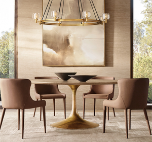 Modern <b>Round</b> Wood Top <b>Dining</b> <b>Table</b> With Metal Legs <b>4</b> Seating Capacity Stable Design Home Furniture - Product Image 4