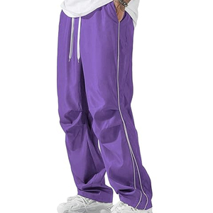 Luxury OEM/ODM Design Men's Wide Leg High Waist Loose Fit Waterproof Oversize Baggy Gym Nylon <b>Wind</b> <b>Breaker</b> Track Pants - Product Image 1