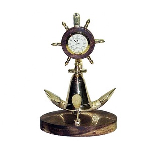 Horloge de bureau boussole en métal indien Vintage de qualité supérieure motif à Quartz nautique pour la décoration intérieure pour bureau et poche - Product Image 5