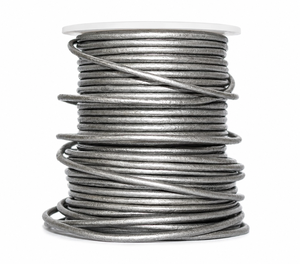 Silver Metallic Round <b>Leather</b> Cords & Genuine <b>Leather</b> Straps-1mm-3mm Sizes for Jewelry Accessories <b>Bracelet</b> & Necklace Making - Product Image 1
